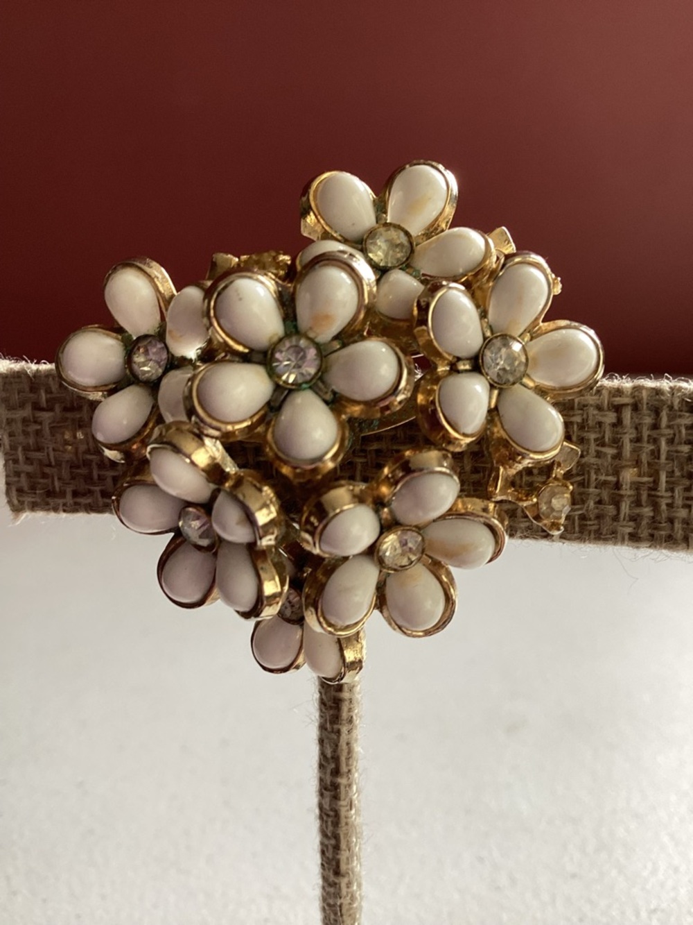 Elegant Gold and White Floral Brooch